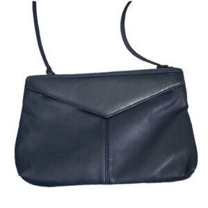 Vintage 90s Faux Leather Navy Blue Python Croc Envelope Handbag Purse